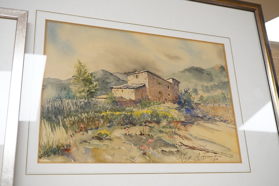 Luc Berendsen, Mediterranean landscapes, to include one of ‘Mallorca’, each signed and dated '82 and '84, two watercolours, largest 21 x 31cm